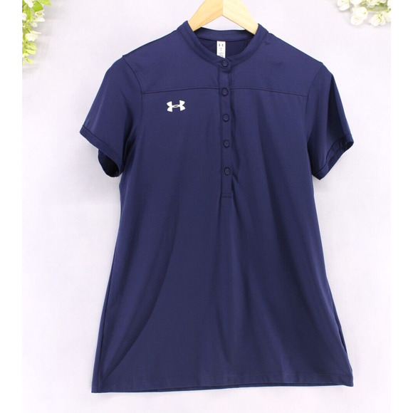 Under Armour Women's Team Performance 5 Button Collarless Short Sleeve Sz M NEW - Picture 1 of 9